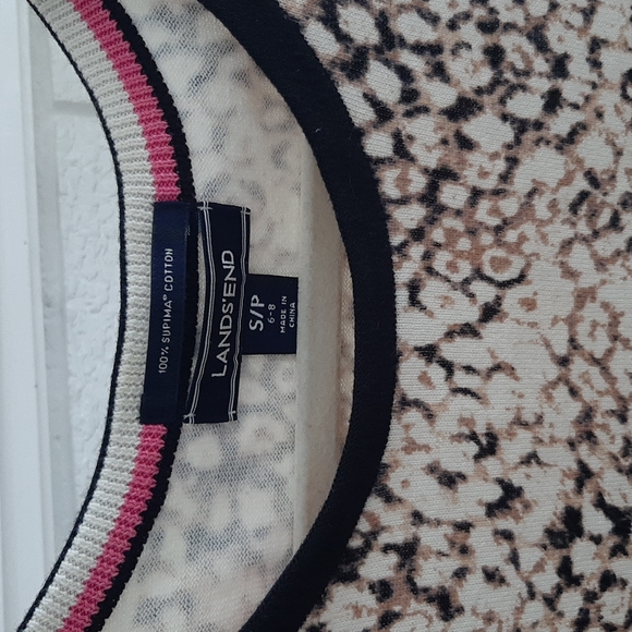 Women's Lands'end Knitted Short Sleeve Sweater Top Blouse Animal Print Size S - Picture 2 of 9